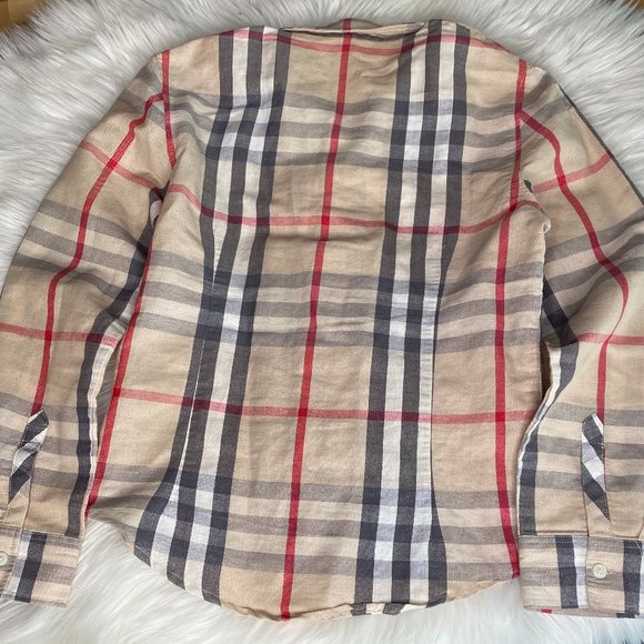 Burberry Brit Checked Metallic Thread Button Up Top - Picture 2 of 10